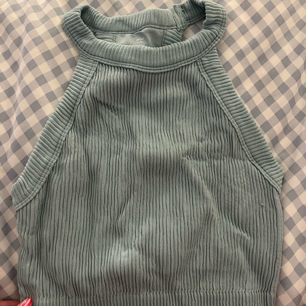 Aerie Ribbed Halter Neck Top in light blue